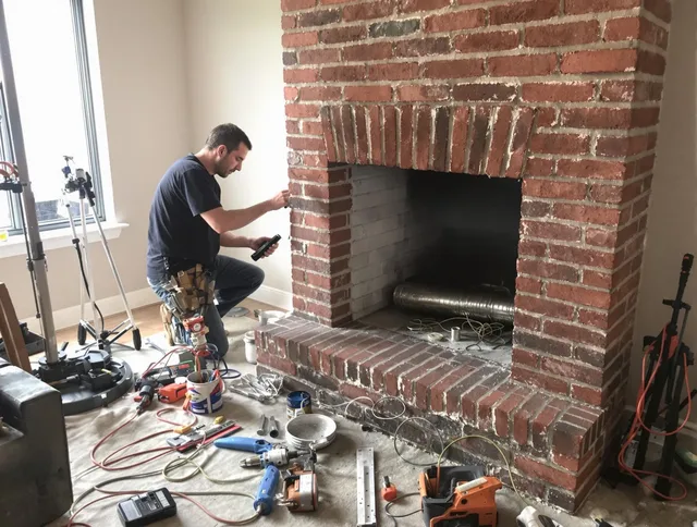 Westlake Chimney Sweep specialist finalizing chimney liner service in Westlake, OH