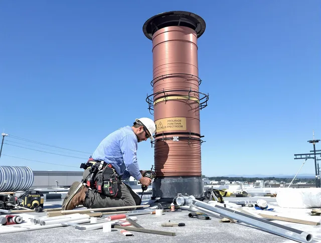 Installed chimney liner by Westlake Chimney Sweep in Westlake, OH