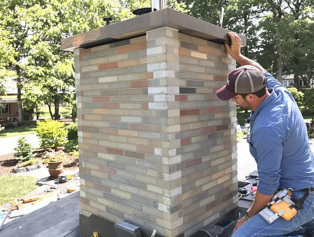 Westlake Chimney Sweep completing a modern chimney remodel in Westlake, OH
