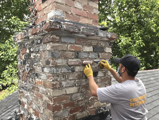 In-progress chimney restoration by Westlake Chimney Sweep in Westlake, OH