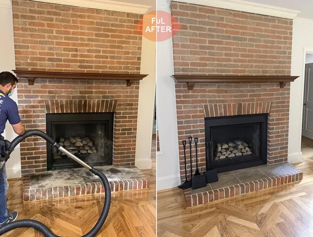 Westlake Chimney Sweep carefully sanitizing a fireplace in Westlake, OH