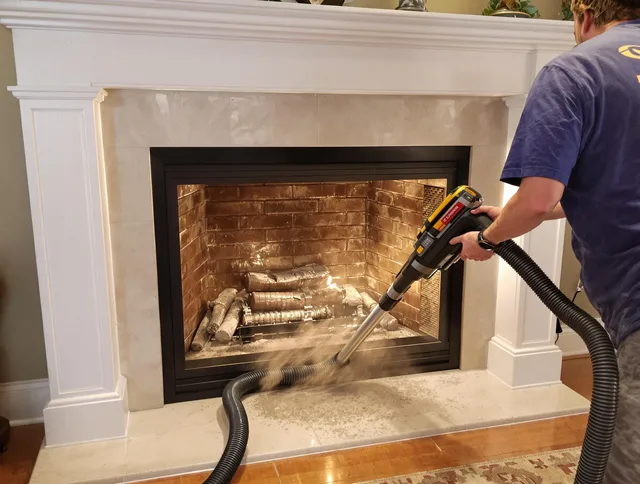 Fireplace cleaning performed by Westlake Chimney Sweep in Westlake, OH